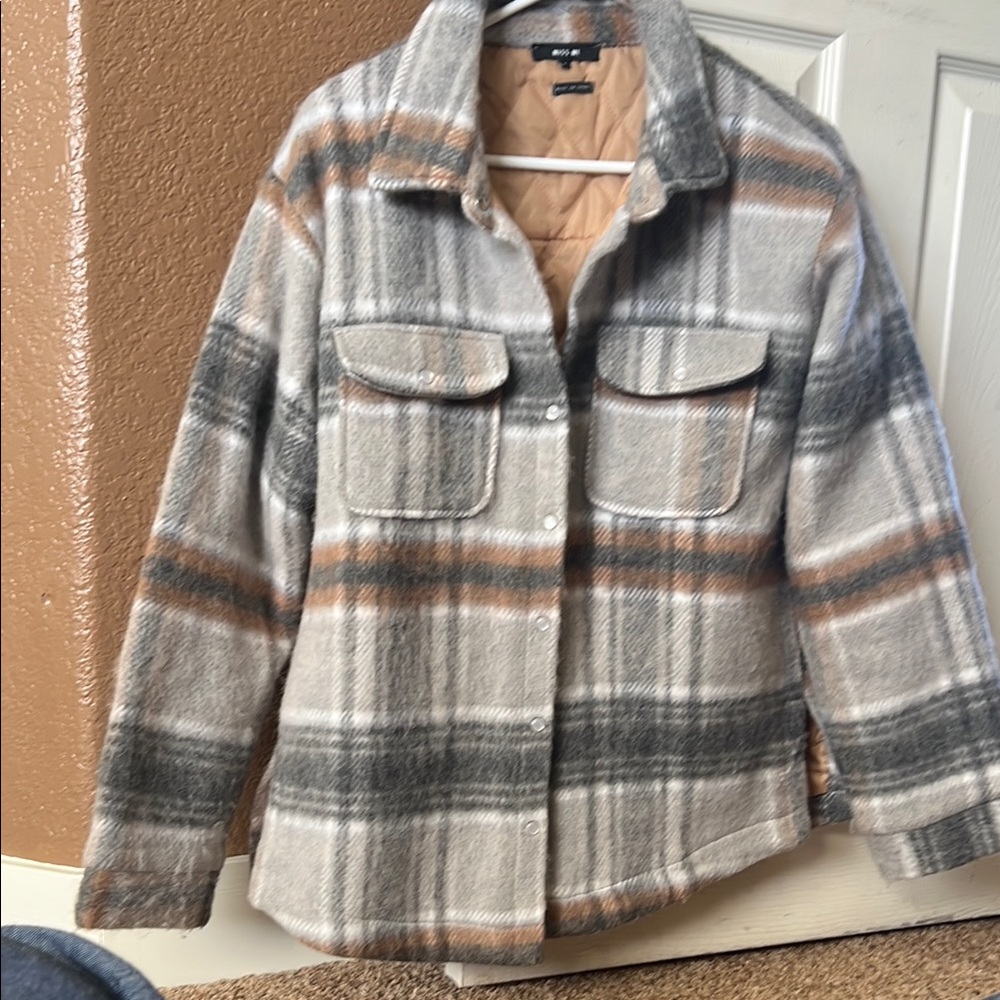Plaid Women's Jacket in Gray and Tan